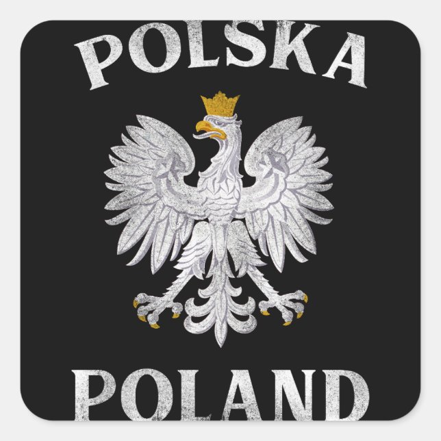 Adesivo Quadrado Águia Polonesa T Polônia Casaco de Armas Polska (Frente)
