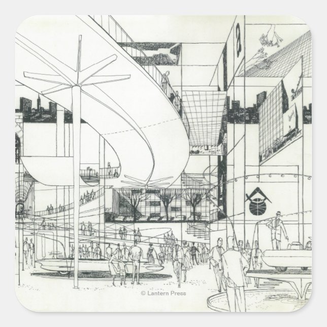 Adesivo Quadrado Agulha espacial Conceito Aéreo Desenho 2 (Frente)