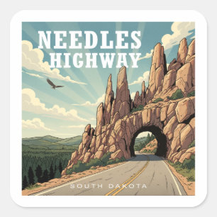 Adesivo Quadrado Agulha Highway South Dakota Eagle