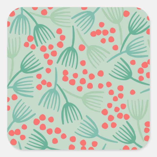 Adesivo Quadrado Agulhas De Pinheiros Evergreen Tree De Natal Manus (Frente)