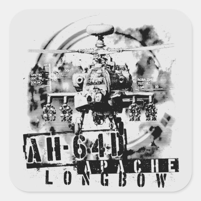 Adesivo Quadrado AH-64D Apache Longbow (Frente)