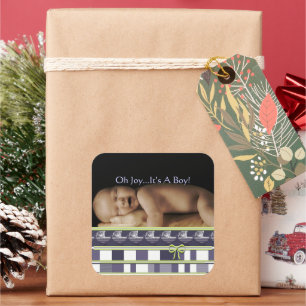 Adesivo Quadrado AH Joy... É um menino! Imagem do seu bebê