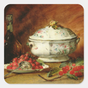 Adesivo Quadrado Ainda vida com um Tureen de sopa