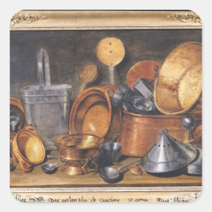 Adesivo Quadrado Ainda vida com utensílios da cozinha