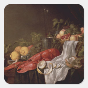 Adesivo Quadrado Ainda vida da fruta e de uma lagosta
