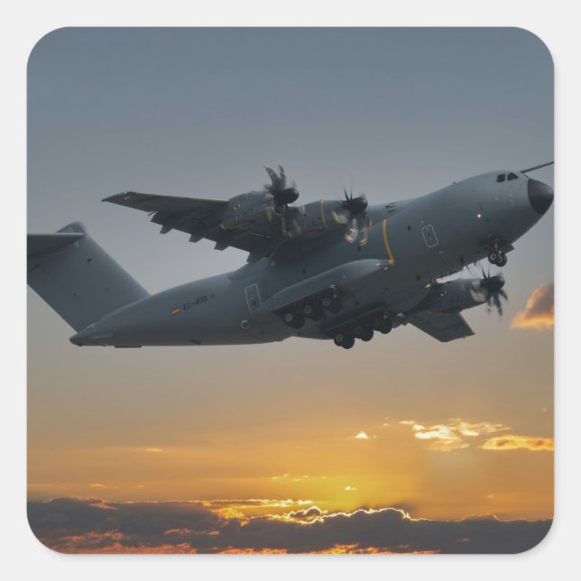 Adesivo Quadrado Airbus A400M Ao Sunset (Frente)