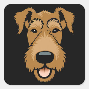 Adesivo Quadrado Airedale Terrier Cute Engraçado Cartoon Puppy Cach