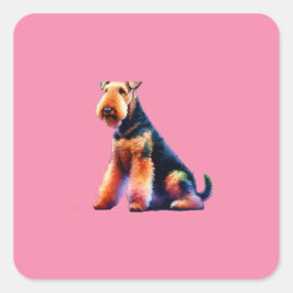 Adesivo Quadrado Airedale terrier Dog