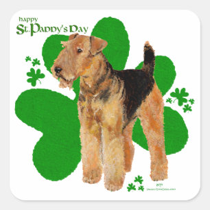 Adesivo Quadrado Airedale Terrier St Paddy