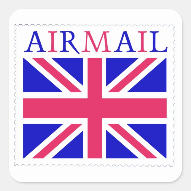 Adesivo Quadrado Airmail Union Jack Flag (Frente)