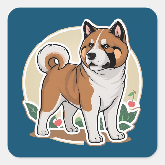 Adesivo Quadrado Akita (Frente)