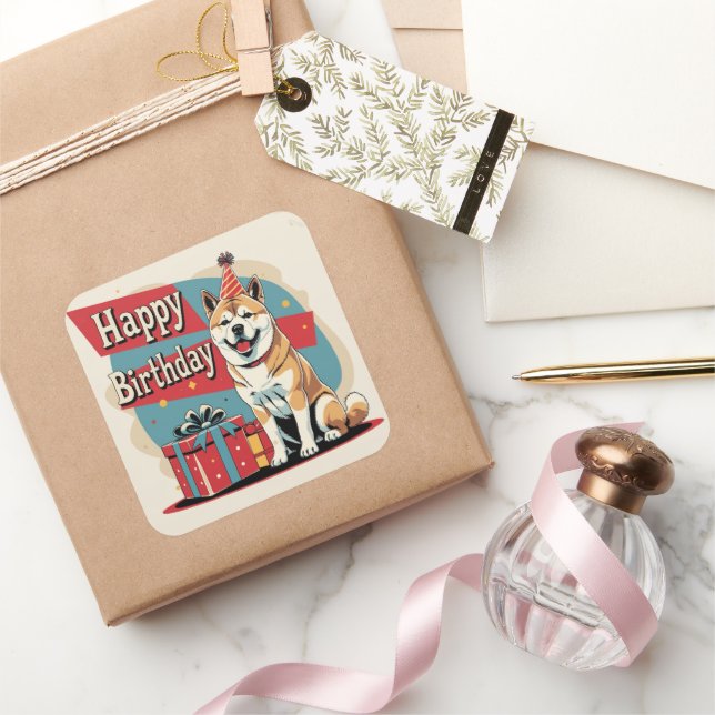 Adesivo Quadrado Akita Dog Colorful (Presentear)