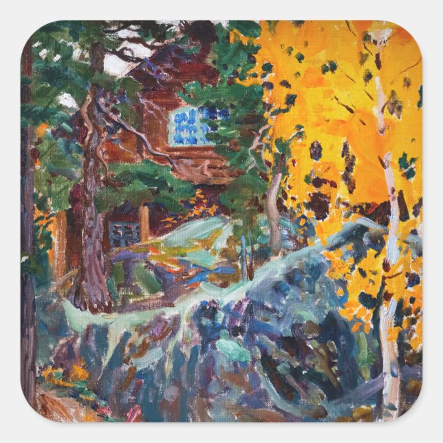 Adesivo Quadrado Akseli Gallen-Kallela - Kalela no outono (Frente)