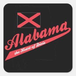 Adesivo Quadrado Alabama Coração de Dixie