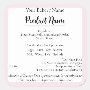 Adesivo Quadrado Alabama Cottage Comida Business Baking Label