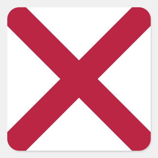 Adesivo Quadrado Alabama: Rua Andrew Crimson Cross Flag (Frente)