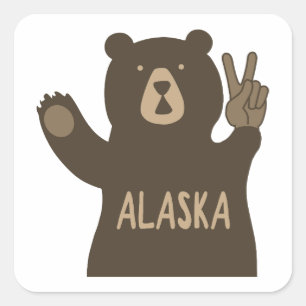 Adesivo Quadrado Alaska Peace Bear