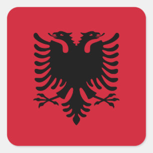 Adesivo Quadrado Albânia Flag Sticker