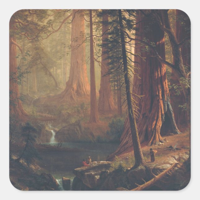 Adesivo Quadrado Albert Bierstadt - Sequoias (Frente)
