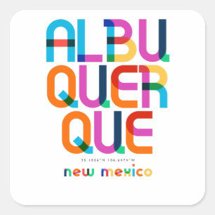 Adesivo Quadrado Albuquerque Novo México Meio século, Arte Pop,