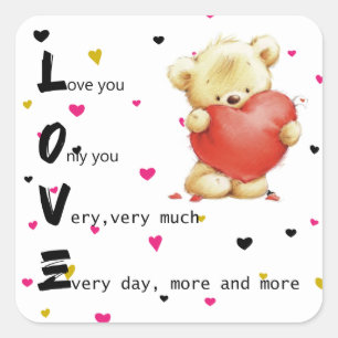 Adesivo Quadrado Ale Brown Teddy Bear Square Sticker