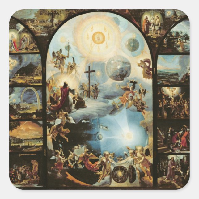 Adesivo Quadrado Alegoria da Criação do Cosmos (Frente)