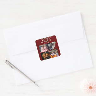 Adesivo Quadrado Alegria ao Mundo 4 Fotos Ano Vermelho Personalizad