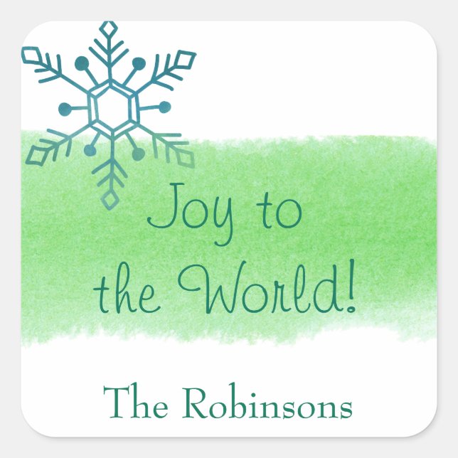 Adesivo Quadrado Alegria de Neve ao Mundo (Frente)