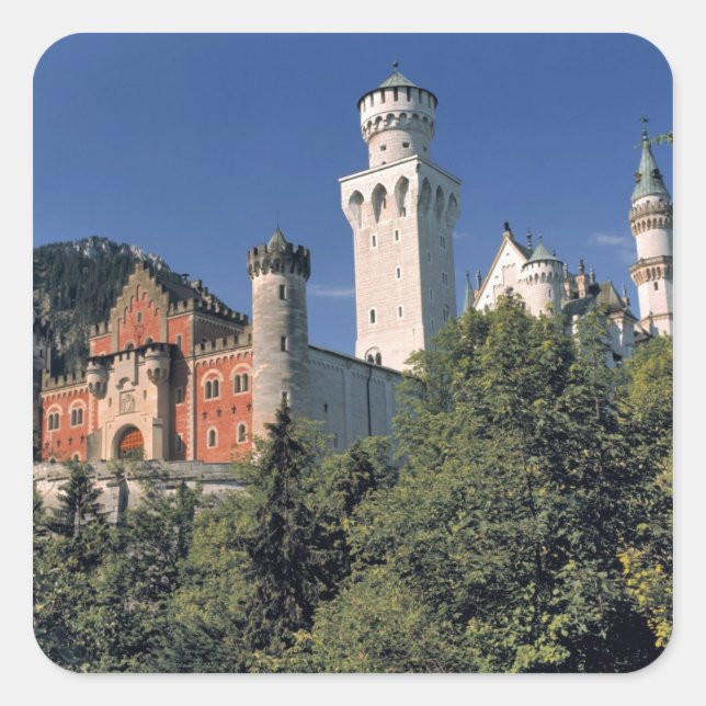 Adesivo Quadrado Alemanha, Baviera, Castelo de Neuschwanstein. (Frente)