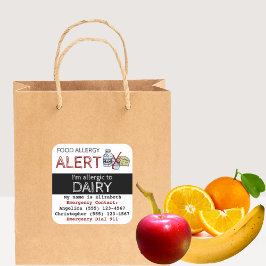 Adesivo Quadrado Alergia à Comida de leite