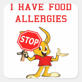 Adesivo Quadrado Alergias à Comida Aller-Bunny STOP-Bunny Sq. Adesi