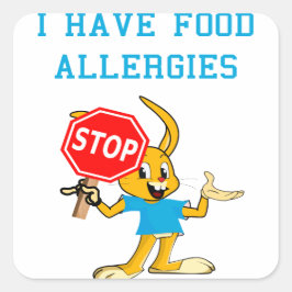 Adesivo Quadrado Alergias à Comida Aller-Bunny STOP-Bunny Sq Sticke