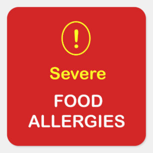 Adesivo Quadrado Alergias de comida severas