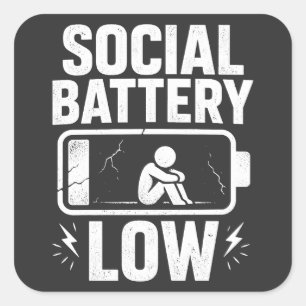 Adesivo Quadrado Alerta de Bateria Social Baixa