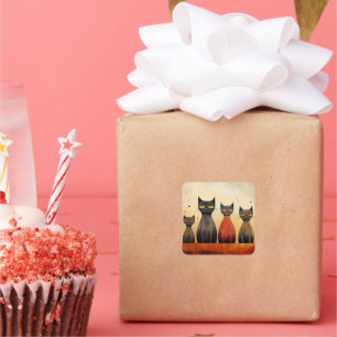 Adesivo Quadrado Alerta de gatos, à atenção, gerada por IA,