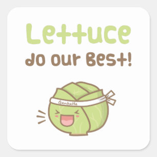 Adesivo Quadrado Alface Fofa Kawaii Faça o Melhor Humor de Pun de A