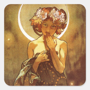 Adesivo Quadrado Alfons Mucha: Luna