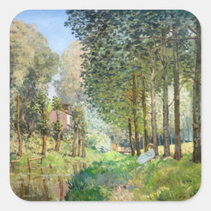Adesivo Quadrado Alfred Sisley - Descanse ao longo da Corrente