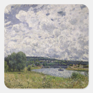 Adesivo Quadrado Alfred Sisley   o Seine em Suresnes