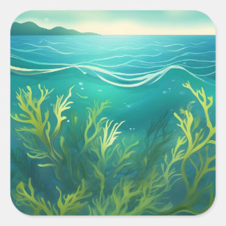 Adesivo Quadrado Algas marinhas prósperas num oceano saudável.