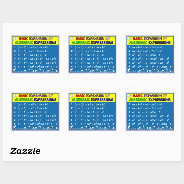Adesivo Quadrado Algebra Math Sticker - Oceano Azul (Folha)