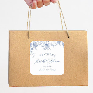 Adesivo Quadrado Algo Chá de panela Floral Azul