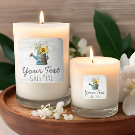 Adesivo Quadrado Algodão Da Vintagem Da Madeira De Girassol Floral