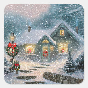 Adesivo Quadrado Algodão de inverno de Natal