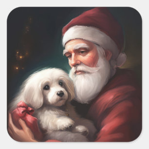 Adesivo Quadrado Algodão De Tulear Com Natal