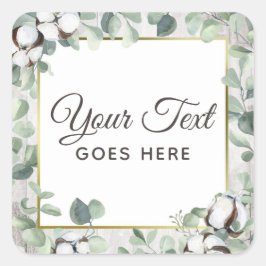 Adesivo Quadrado Algodão e Botânico Rustic Southern Watercolor