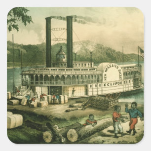 Adesivo Quadrado Algodão no Mississippi, 1870 da carga