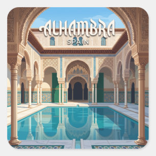 Adesivo Quadrado Alhambra Granada Espanha