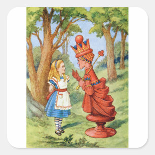 Adesivo Quadrado Alice e a Rainha Vermelha na Terra das Maravilhas