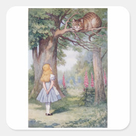 Adesivo Quadrado Alice e o Gato de Cheshire,